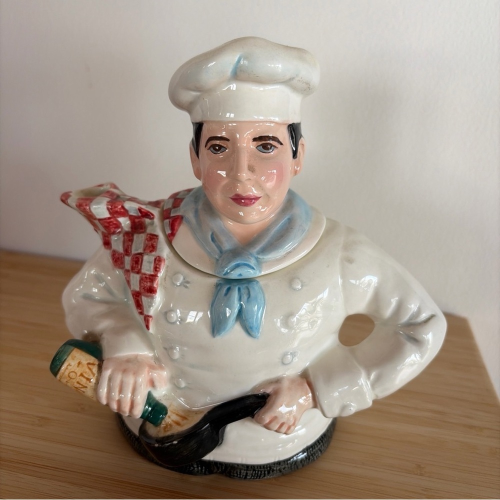 Vintage Fitz & Floyd Omnibus Gourmet Chef Teapot 1990’s Cute! Good Condition!